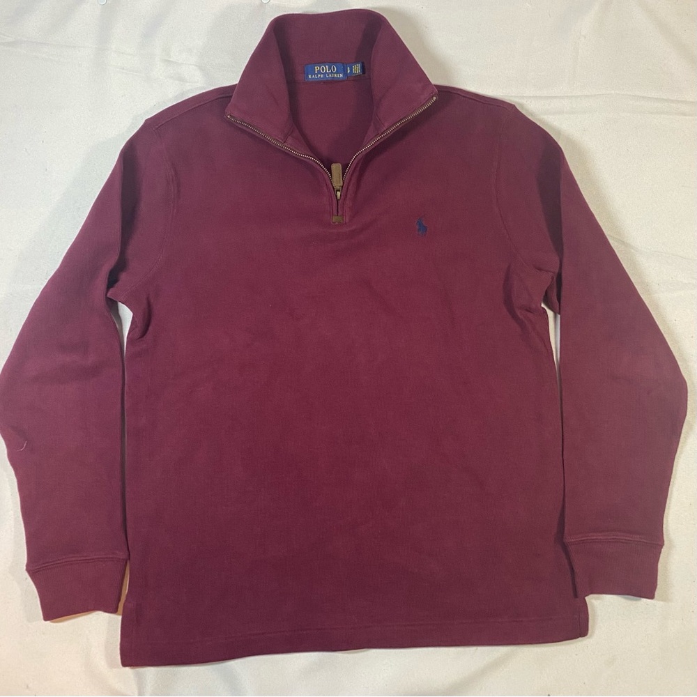 Polo Ralph Lauren Sweater Men’s Small - 1/4 Zip Up Red 100% Cotton